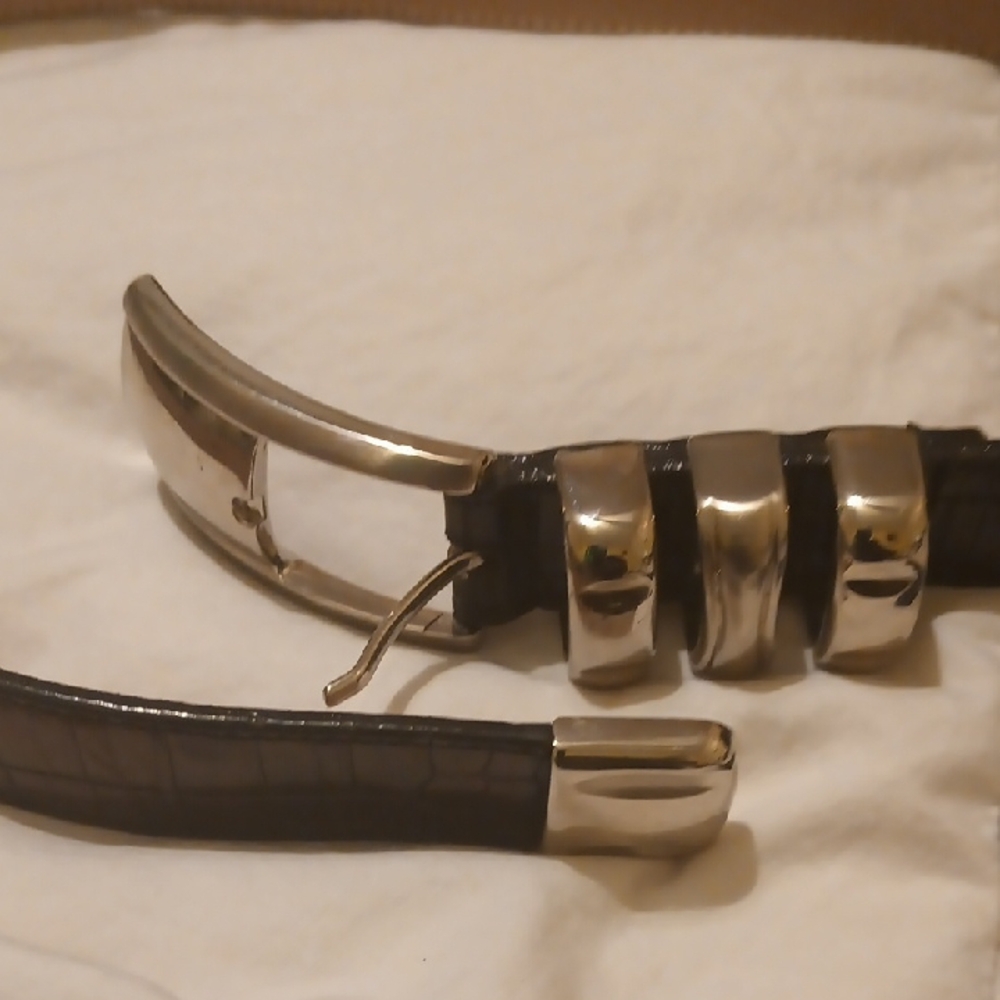 Streets Ahead Black Leather Belt with Silver Accents